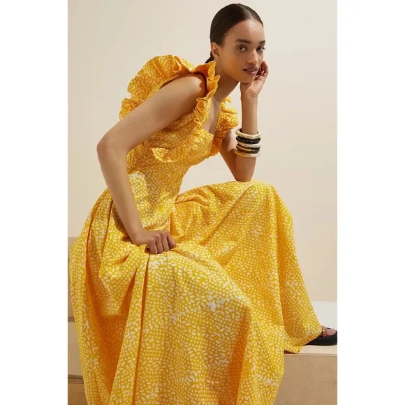 Anthropologie SIKA Marigold Ruffled Maxi Dress - Picture 2 of 7
